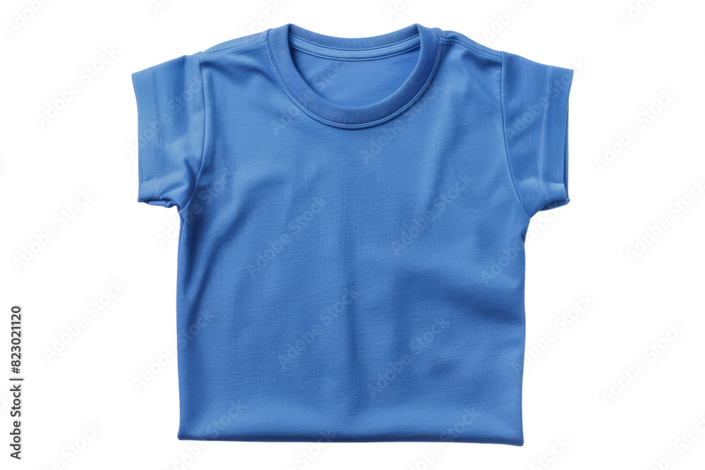 Blue folded t shirt Isolated on white background