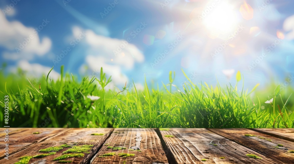 Fresh Green Field Forest Sunny Day Spring Backdrop