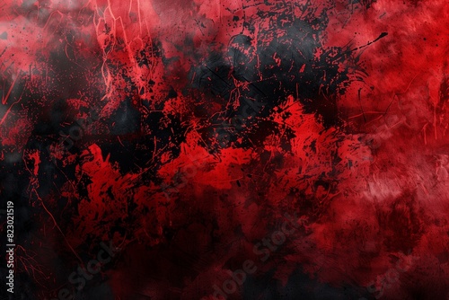 : An abstract high-definition image of deep red and black grunge textures blending seamlessly, resembling the aftermath of a violent storm or disaster.