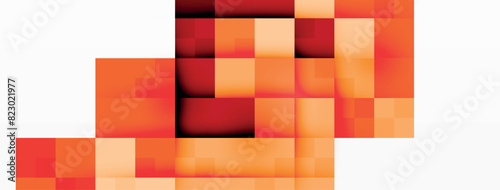 There are multiple orange squares displayed on a plain white background, creating a vibrant and engaging visual composition