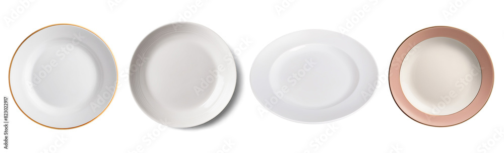 Empty ceramic plate isolated on white, top view Empty ceramic plate isolated on white, top view