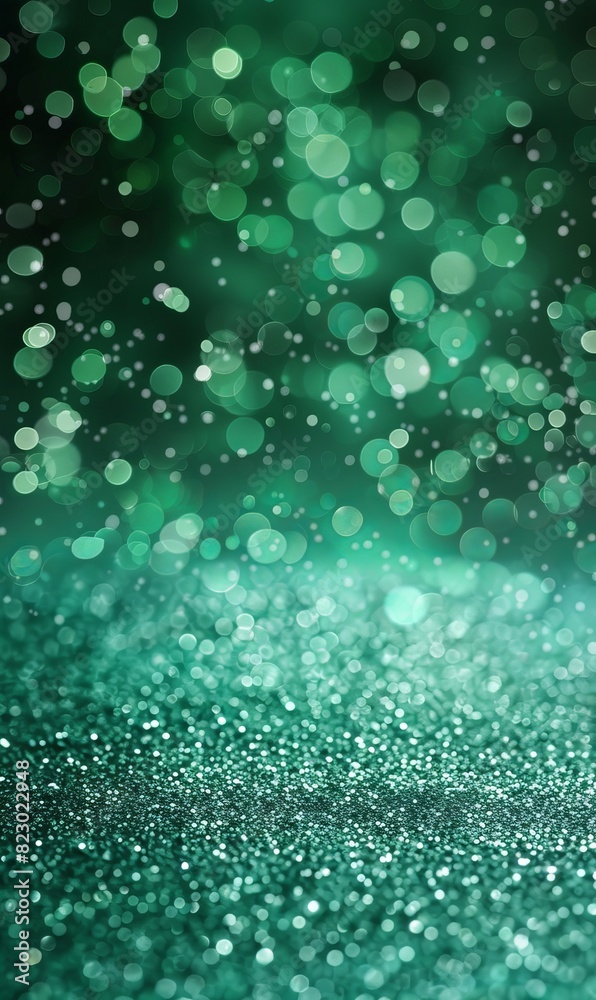 Green shiny glitter background. Green bokeh of lights Green shiny glitter background. Green bokeh of lights