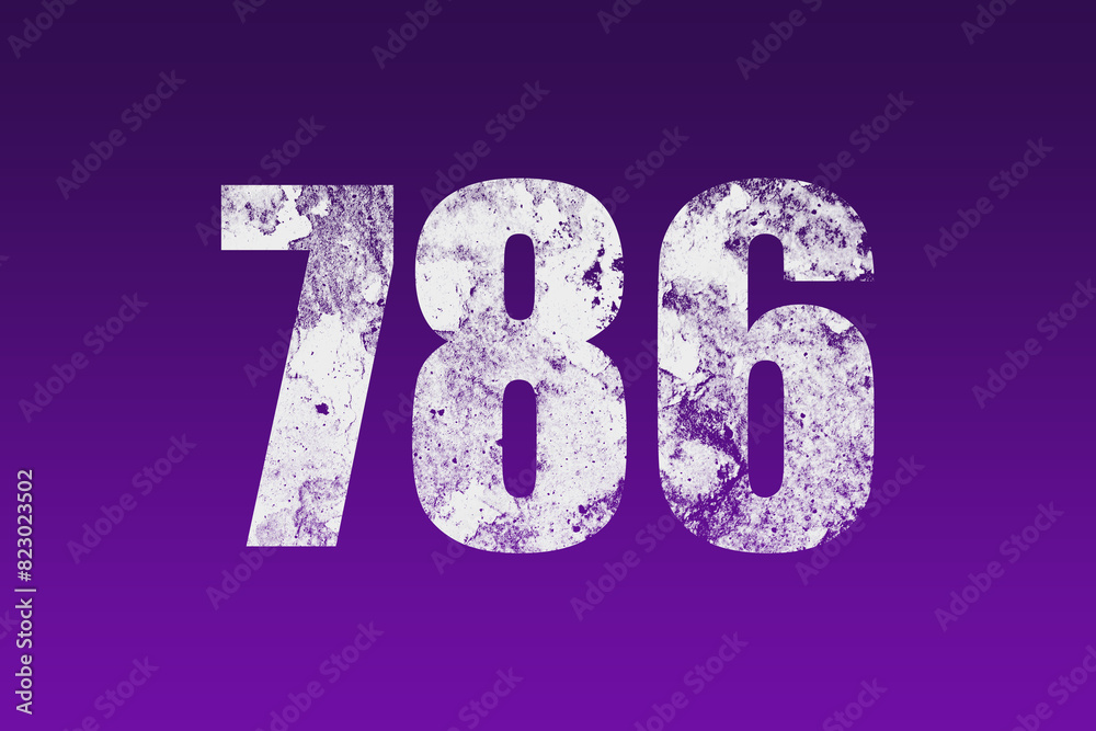flat white grunge number of 786 on purple background. flat white grunge number of 786 on purple background.