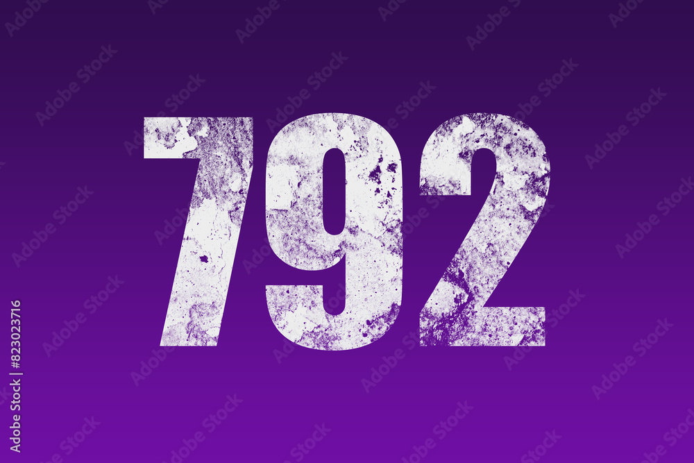 flat white grunge number of 792 on purple background. flat white grunge number of 792 on purple background.