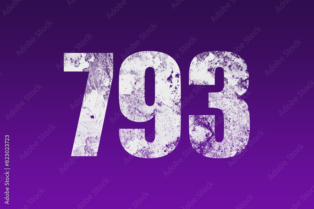 flat white grunge number of 793 on purple background. flat white grunge number of 793 on purple background.