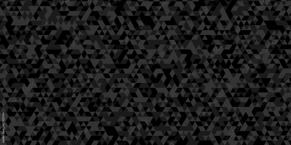 Black and gray square triangle tiles pattern mosaic background. Modern seamless geometric dark black low poly pattern background with lines Geometric print composed of triangles. Black and gray square triangle tiles pattern mosaic background. Modern seamless geometric dark black low poly pattern background with lines Geometric print composed of triangles.
