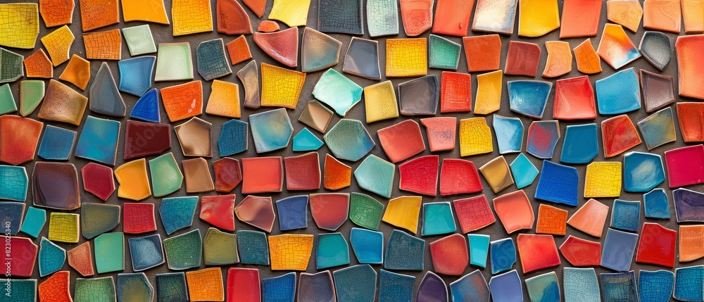 a whimsical and creative design made from an abstract mosaic of coloured ceramic tiles a whimsical and creative design made from an abstract mosaic of coloured ceramic tiles