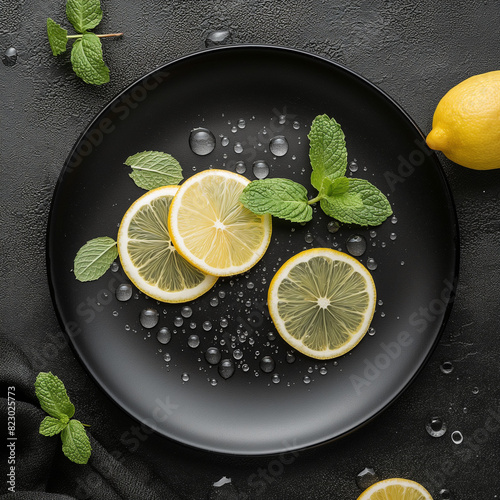 Fresh Citrus Delight: Lemon and Mint on  photo