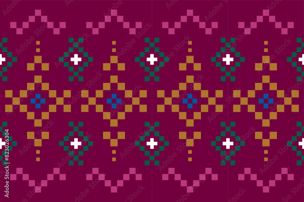 Seamless pattern of Thai weaving, square Vector illustration. Design for fabric pipe work