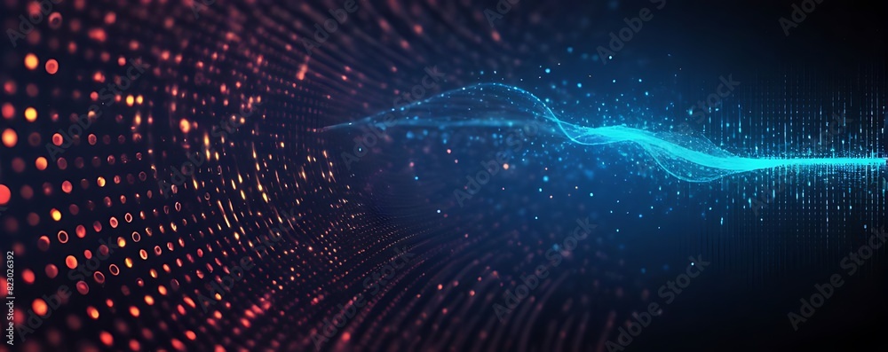Fototapeta premium Digital background for advanced technological operations, neural networks, AI, data transmission, encryption, digital archives, audio and visual representations, scientific research and etc