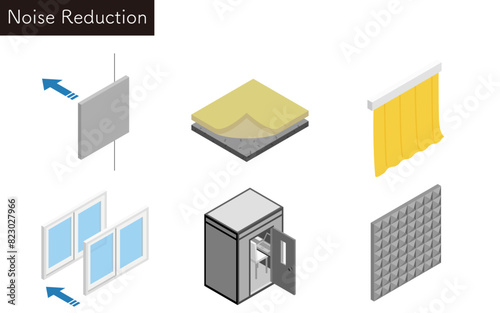 Illustrated set of noise reduction measures that can be taken in rental properties