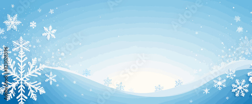 a blue background with white snowflakes and snow flakes