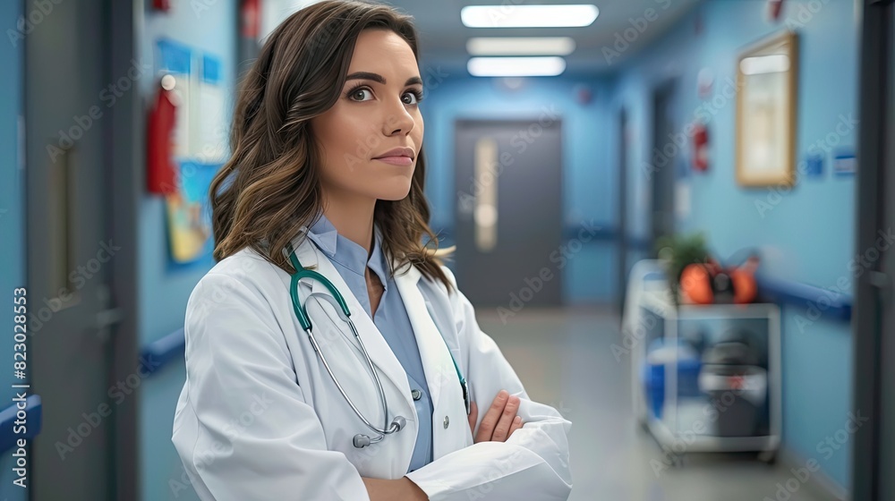 Medical Professional's Serene Moment, Captured in a Well-Lit Space Medical Professional's Serene Moment, Captured in a Well-Lit Space