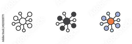 Molecule cell different style icon set