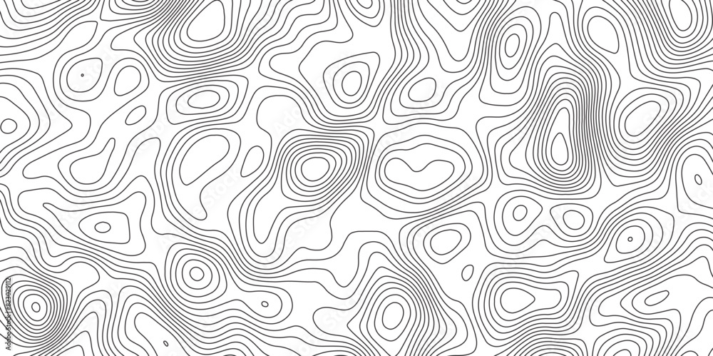 Topographic contour map. Vector cartography illustration. Modern design with White background with topographic wavy pattern design. Illustrations of maps Abstract Geometric