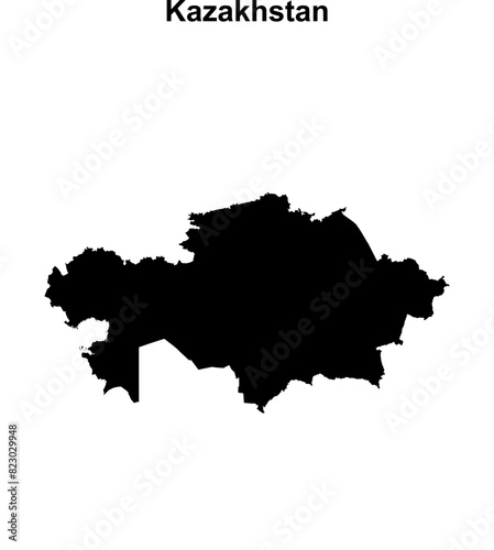 Kazakhstan blank outline map design
