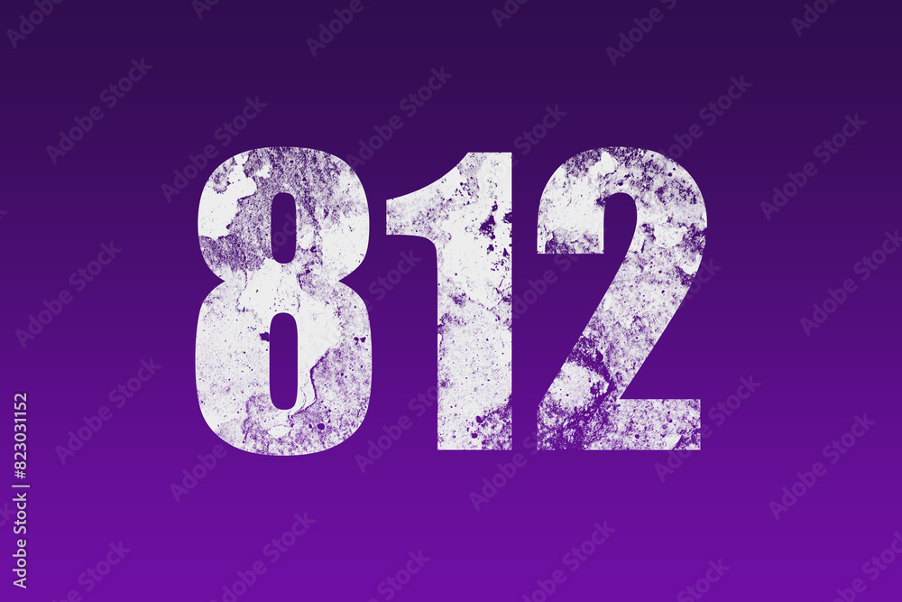 flat white grunge number of 812 on purple background. flat white grunge number of 812 on purple background.
