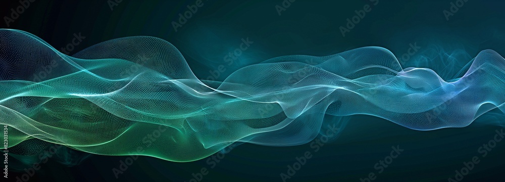 Dynamic blue-green wave lines separated on a black background for concept Dynamic blue-green wave lines separated on a black background for concept