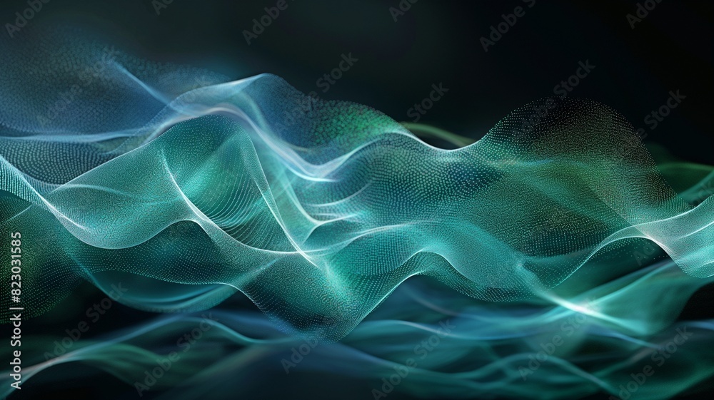 Dynamic blue-green wave lines separated on a black background for concept Dynamic blue-green wave lines separated on a black background for concept