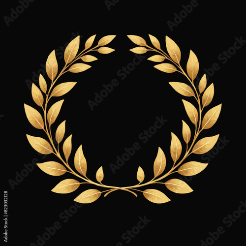 a gold laurel wreath on a black background