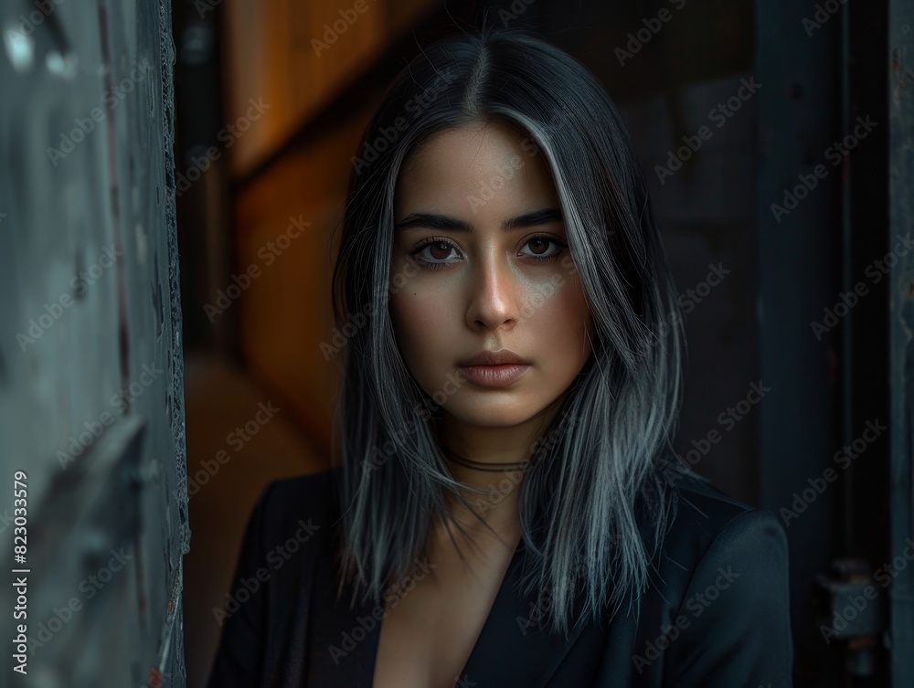 Thoughtful young woman with dark hair Thoughtful young woman with dark hair