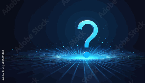 a blue question mark on a dark background