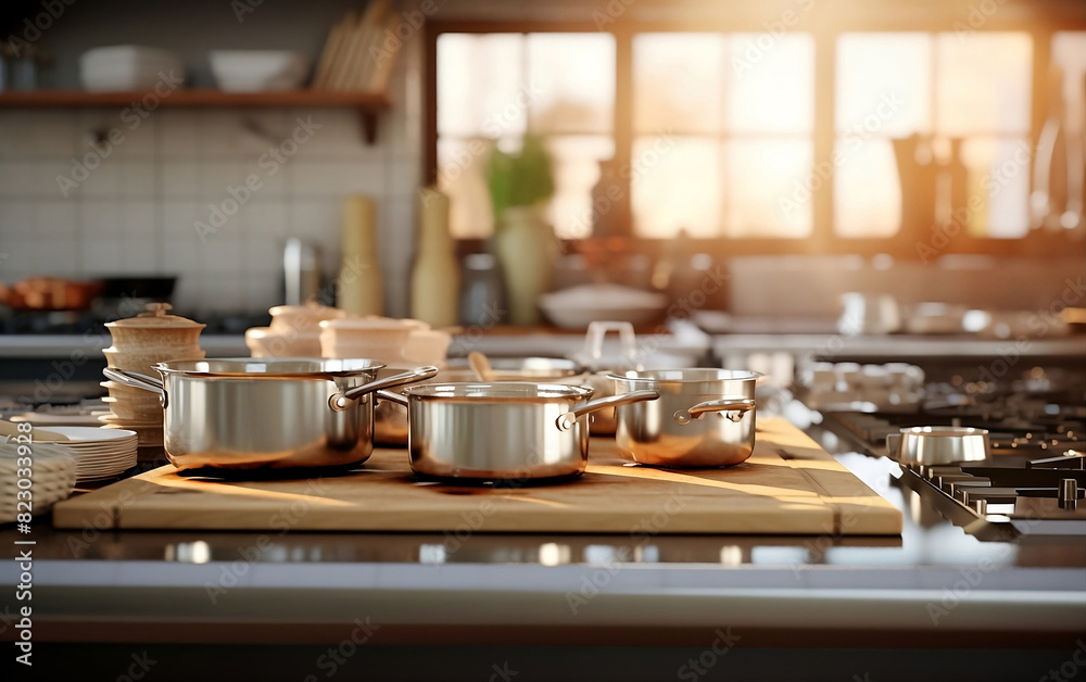 Kitchen stove near the window at sunny day. Modern kitchen interior Kitchen stove near the window at sunny day. Modern kitchen interior