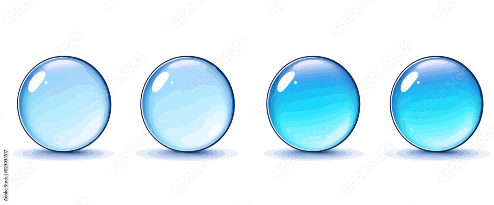 a set of three blue glass ovals on a white background a set of three blue glass ovals on a white background