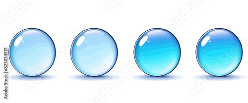 a set of three blue glass ovals on a white background