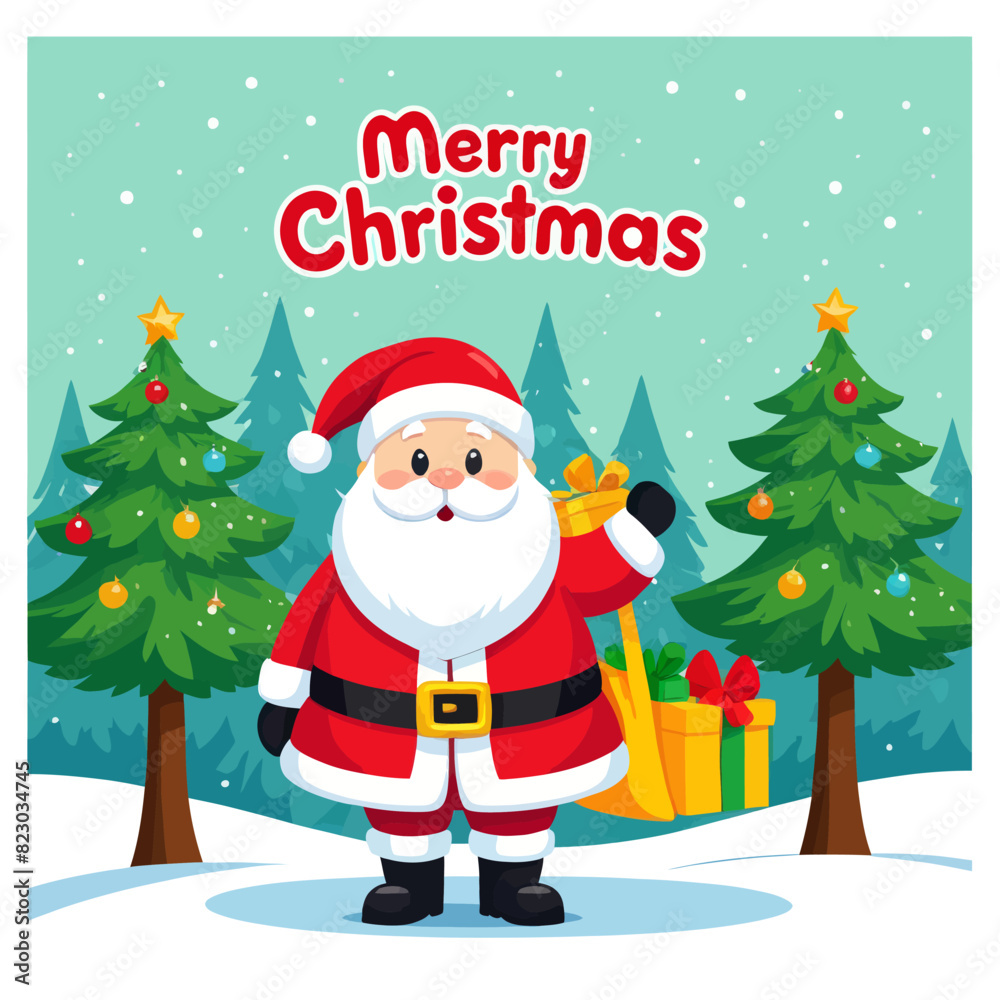 a cartoon santa clause holding a gift bag a cartoon santa clause holding a gift bag