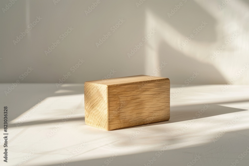 Wooden block on a minimalist background Wooden block on a minimalist background
