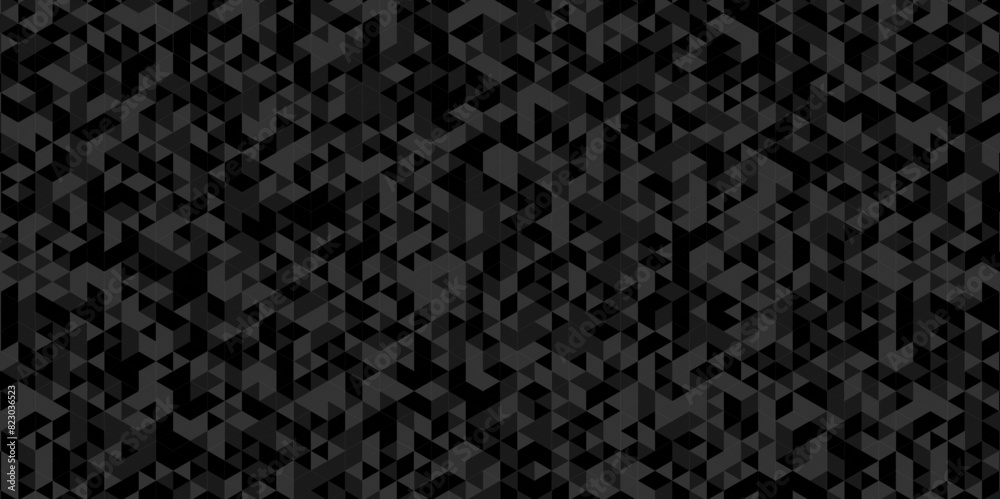 Black and gray square triangle tiles pattern mosaic background. Modern seamless geometric dark black low poly pattern background with lines Geometric print composed of triangles. Black and gray square triangle tiles pattern mosaic background. Modern seamless geometric dark black low poly pattern background with lines Geometric print composed of triangles.