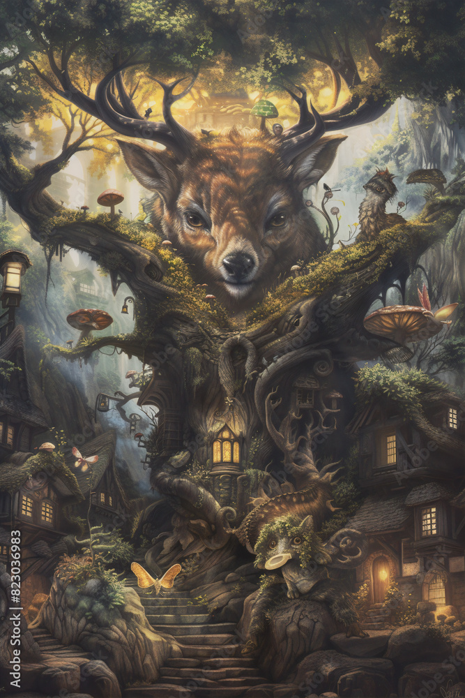 Fototapeta premium Epic Realms: A Journey Through Fantasy Landscapes. Generative AI