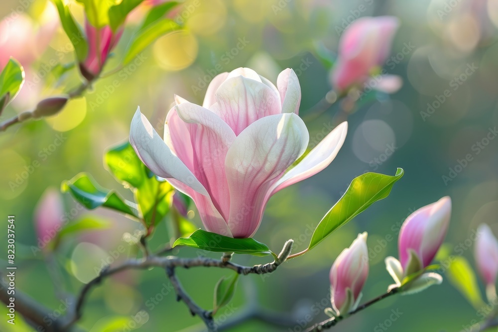 Blooming pink magnolia flower in spring Blooming pink magnolia flower in spring