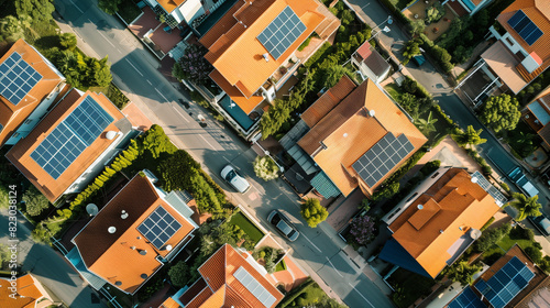 In a dynamically developing district on the outskirts of the city, almost every house is equipped with solar panels. photo