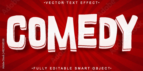 Cartoon Comedy White Vector Fully Editable Smart Object Text Effect