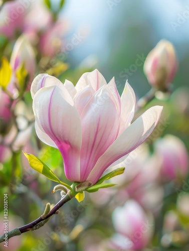 beautiful pink magnolia flower in bloom