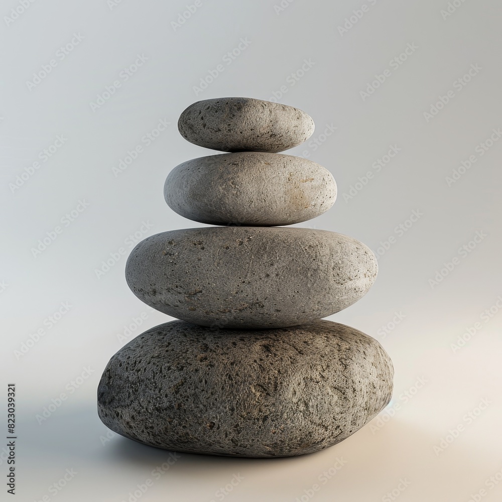 Balanced rock stack on gray background Balanced rock stack on gray background