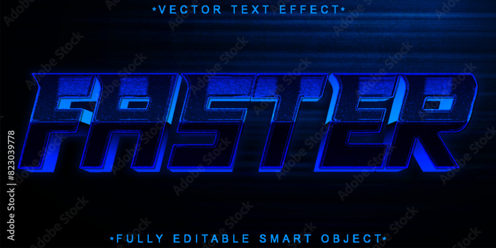 Dark Blue Faster Vector Fully Editable Smart Object Text Effect