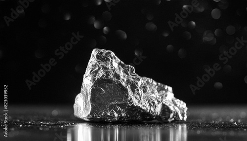 Silver ore on black background. Pure minerals.