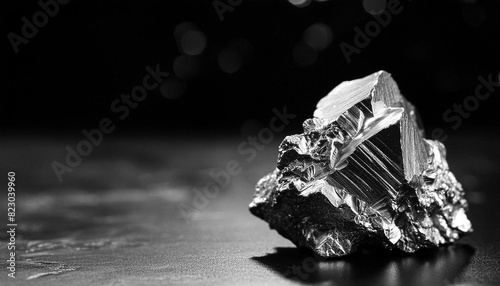 Silver ore on black background. Pure minerals.