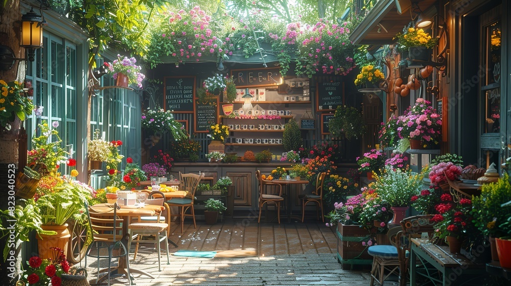 A sunny corner cafe