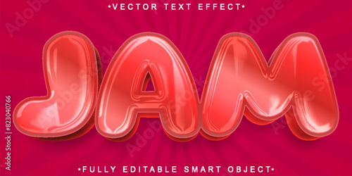 Red Cartoon Jam Vector Fully Editable Smart Object Text Effect