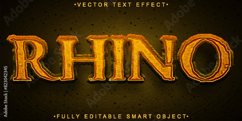 Orange Worn Wild Animal Rhino Vector Fully Editable Smart Object Text Effect