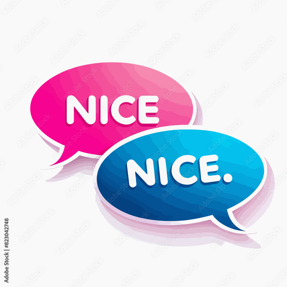two speech bubbles with the words nice and nice two speech bubbles with the words nice and nice