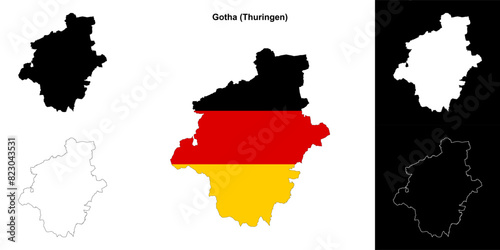 Gotha (Thuringen) blank outline map set
