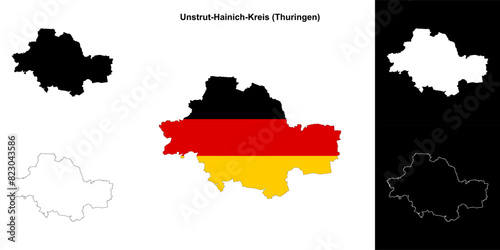Unstrut-Hainich-Kreis (Thuringen) blank outline map set