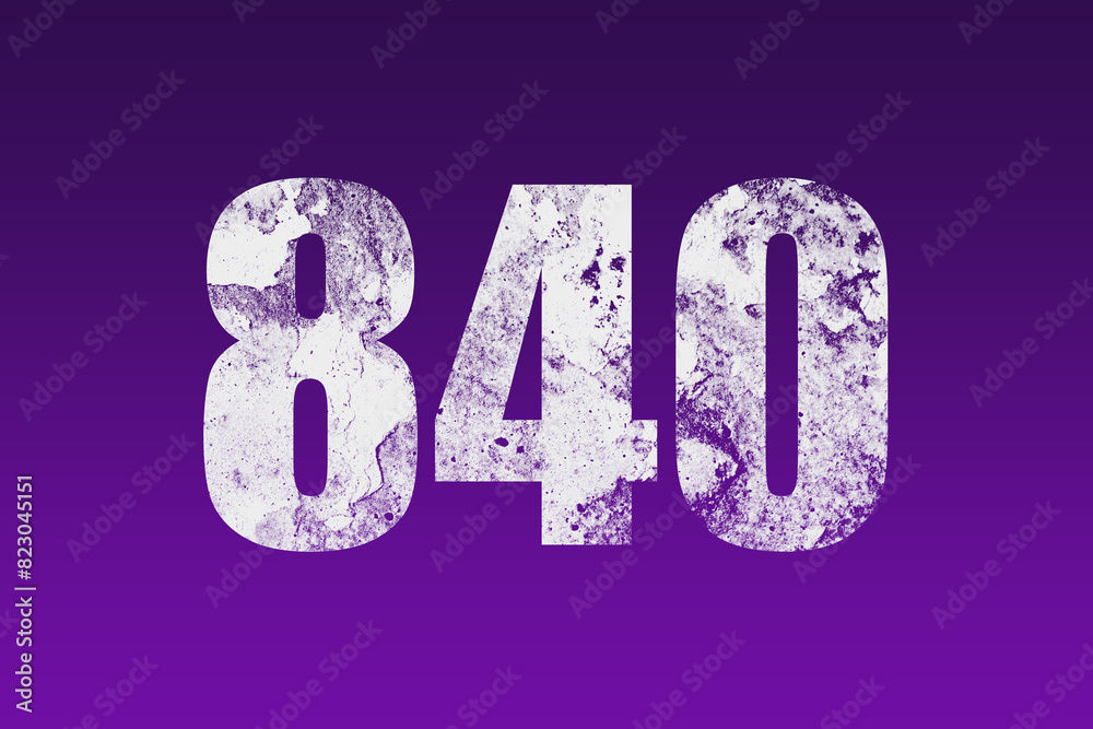 flat white grunge number of 840 on purple background. flat white grunge number of 840 on purple background.