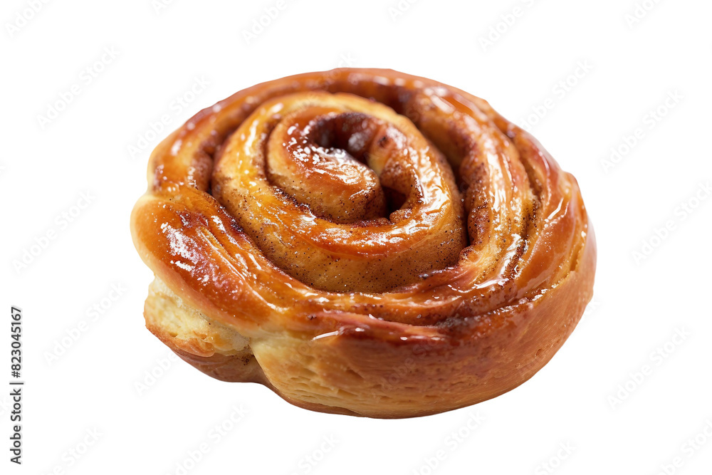 Cinnamon Roll Pastry On Transparent Background.