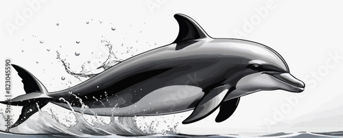 a drawing of a dolphin jumping out of the water